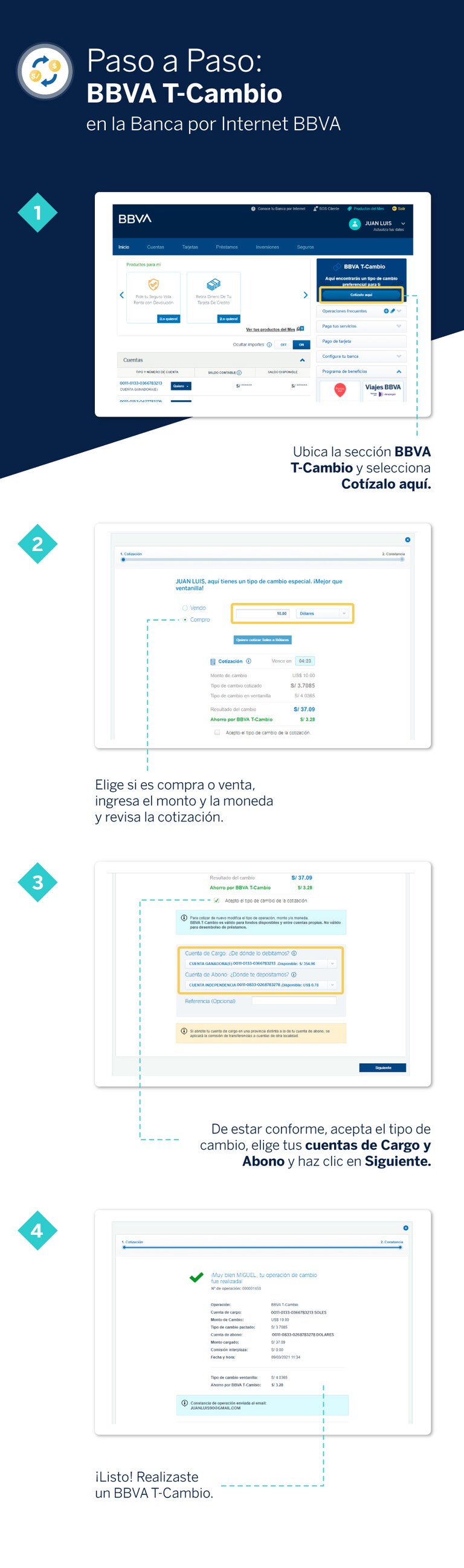 Cambia dólares desde tu Banca por Internet